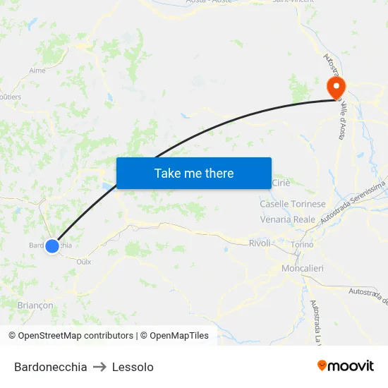 Bardonecchia to Lessolo map