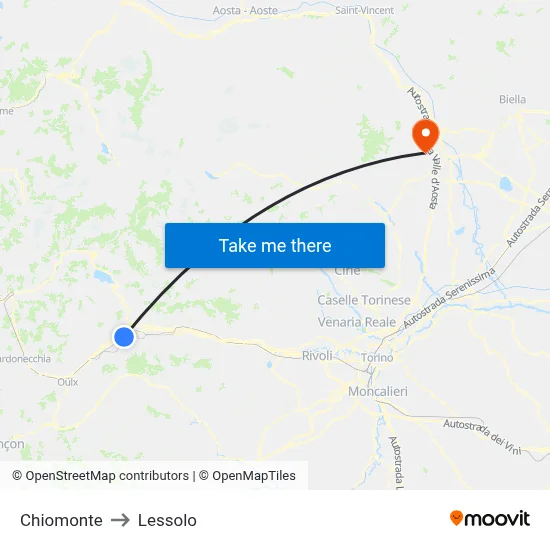 Chiomonte to Lessolo map
