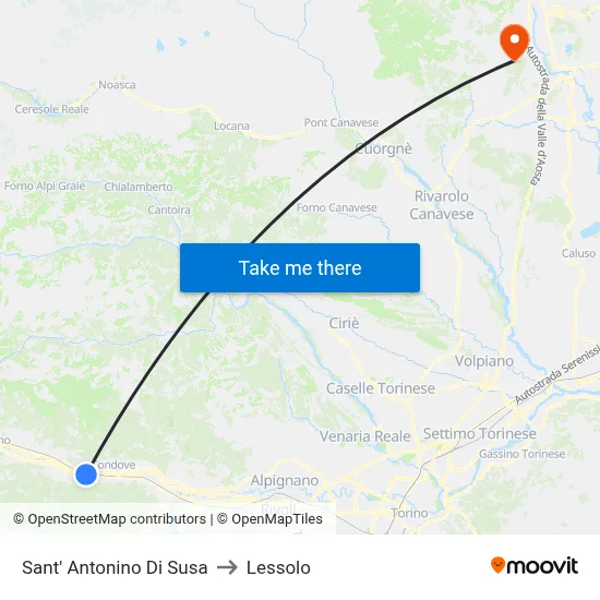 Sant'Antonino di Susa to Lessolo map