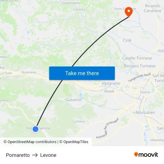 Pomaretto to Levone map