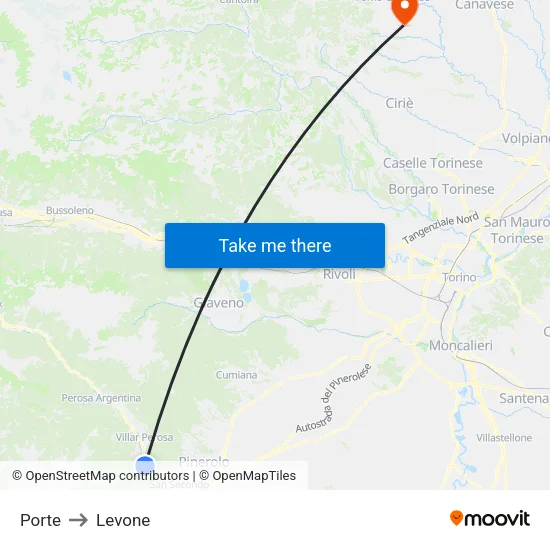 Porte to Levone map