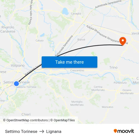 Settimo Torinese to Lignana map