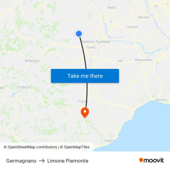 Germagnano to Limone Piemonte map