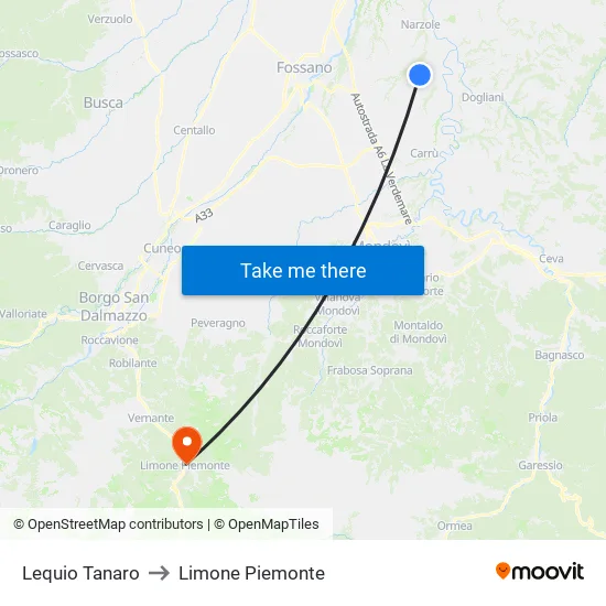 Lequio Tanaro to Limone Piemonte map