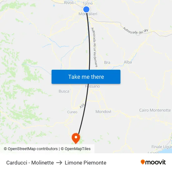 Carducci - Molinette to Limone Piemonte map