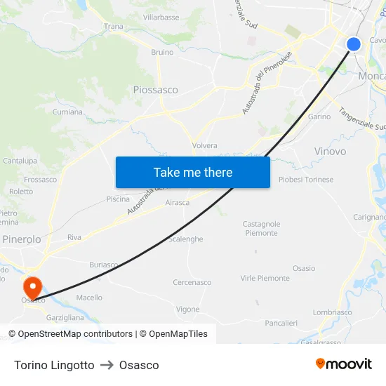 Turin Lingotto to Osasco map