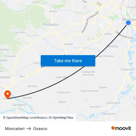 Moncalieri to Osasco map