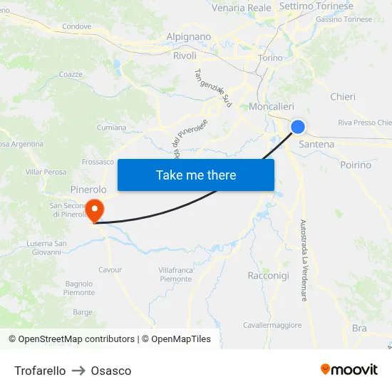 Trofarello to Osasco map