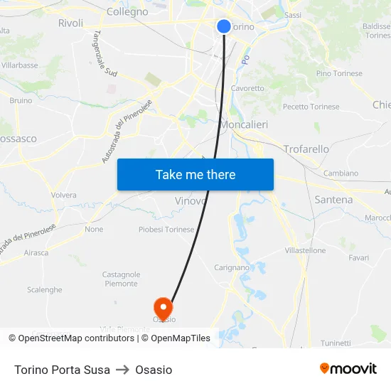 Turin Porta Susa to Osasio map
