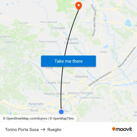 Turin Porta Susa to Rueglio map