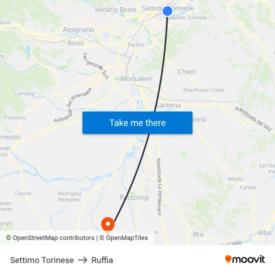 Settimo Torinese to Ruffia map