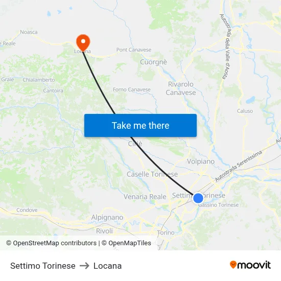Settimo Torinese to Locana map