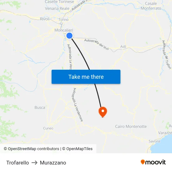 Trofarello to Murazzano map