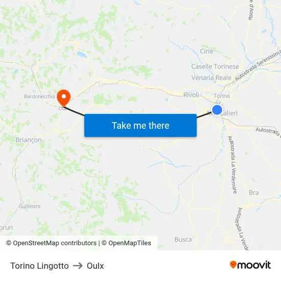 Turin Lingotto to Oulx map