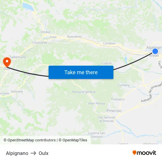 Alpignano to Oulx map