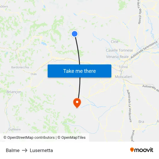Balme to Lusernetta map