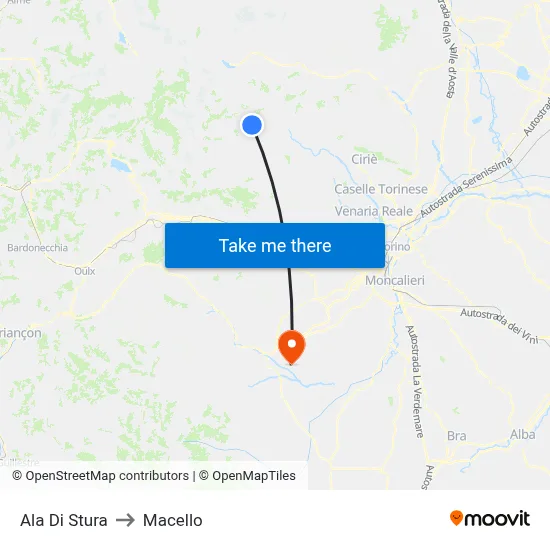 Ala Di Stura to Slaughterhouse map