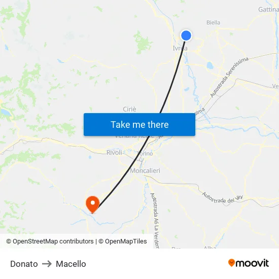 Donato to Macello map