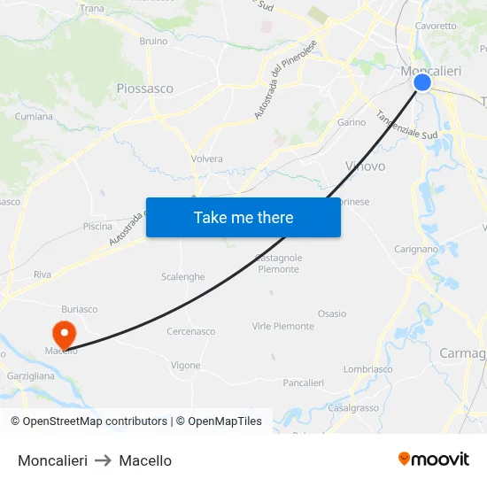 Moncalieri to Slaughterhouse map