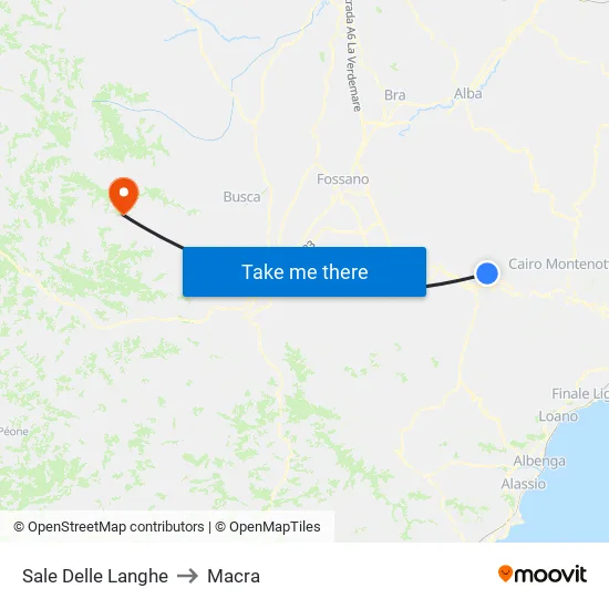 Sale Delle Langhe to Macra map