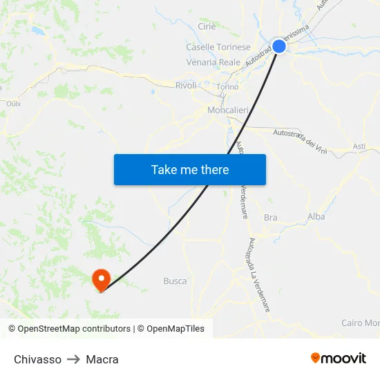 Chivasso to Macra map