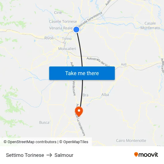 Settimo Torinese to Salmour map