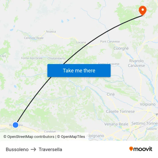 Bussoleno to Traversella map