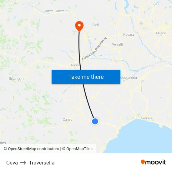 Ceva to Traversella map