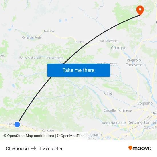 Chianocco to Traversella map