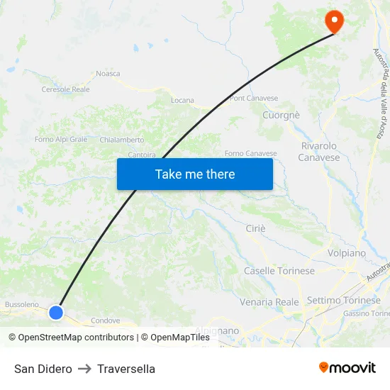 San Didero to Traversella map