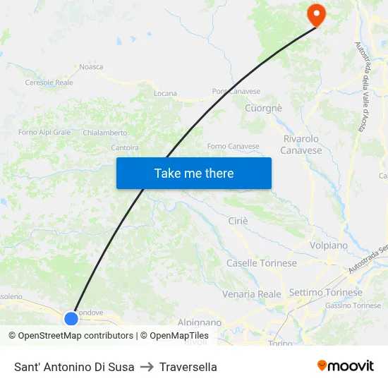 Sant'Antonino di Susa to Traversella map