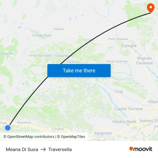 Meana Di Susa to Traversella map