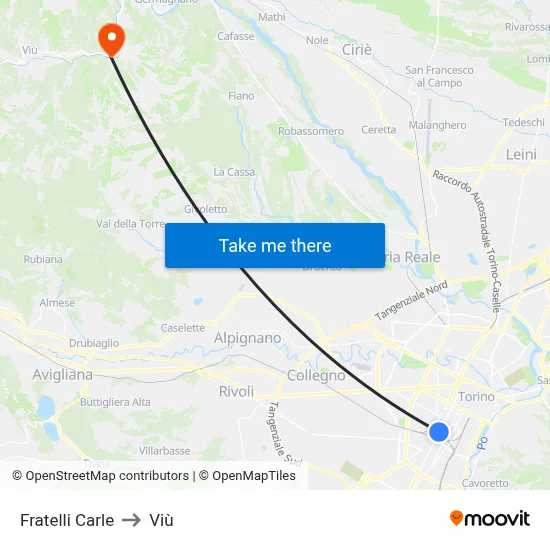 Fratelli Carle to Viù map
