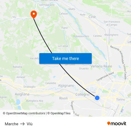 Marche to Viù map