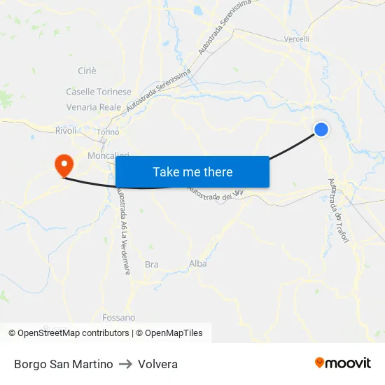 Borgo San Martino to Volvera map