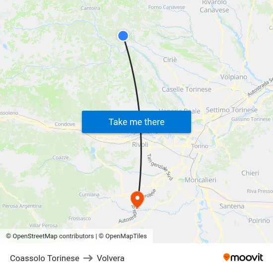 Coassolo Torinese to Volvera map