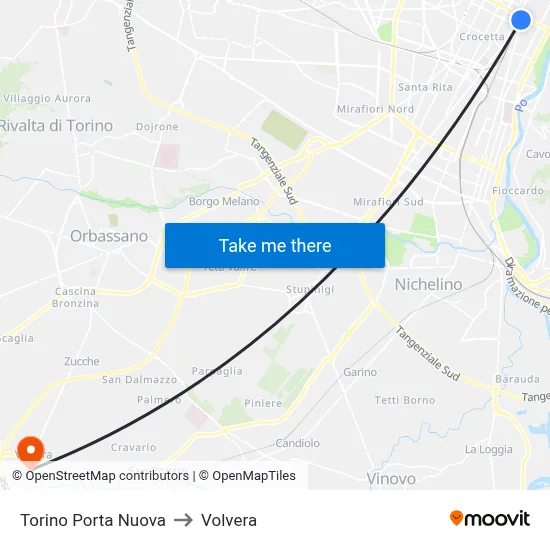 Turin Porta Nuova to Volvera map
