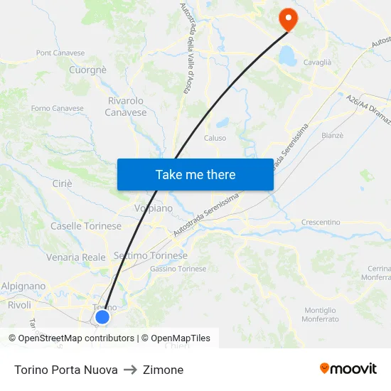 Turin Porta Nuova to Zimone map
