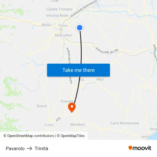 Pavarolo to Trinity map