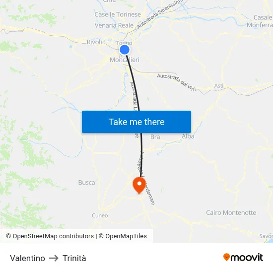 Valentino to Trinity map