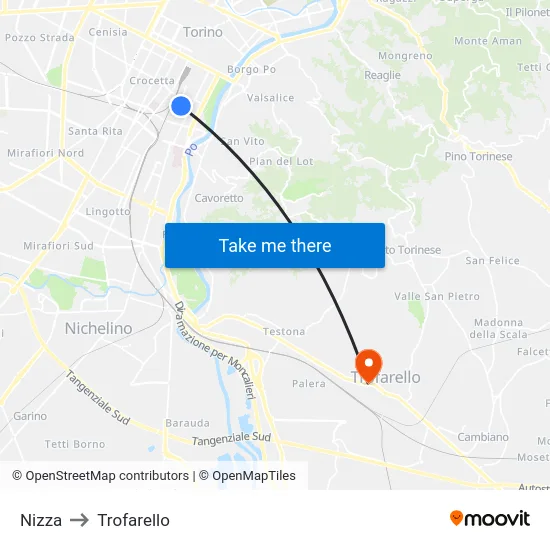 Nice to Trofarello map