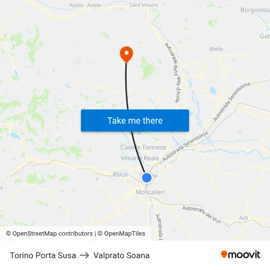 Turin Porta Susa to Valprato Soana map