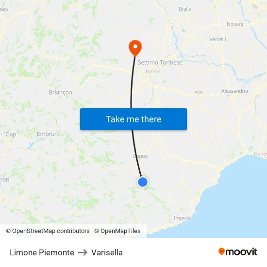 Limone Piemonte to Varisella map