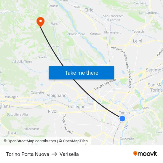 Turin Porta Nuova to Varisella map