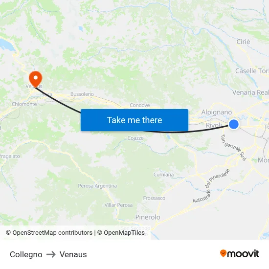 Collegno to Venaus map