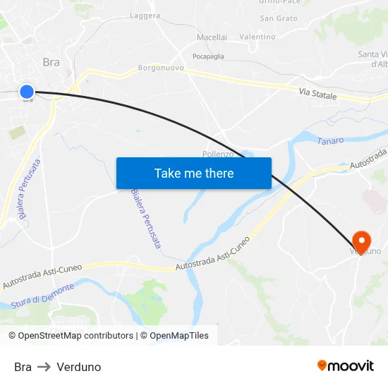 Bra to Verduno map
