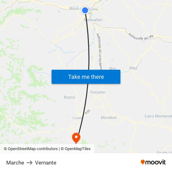 Marche to Vernante map