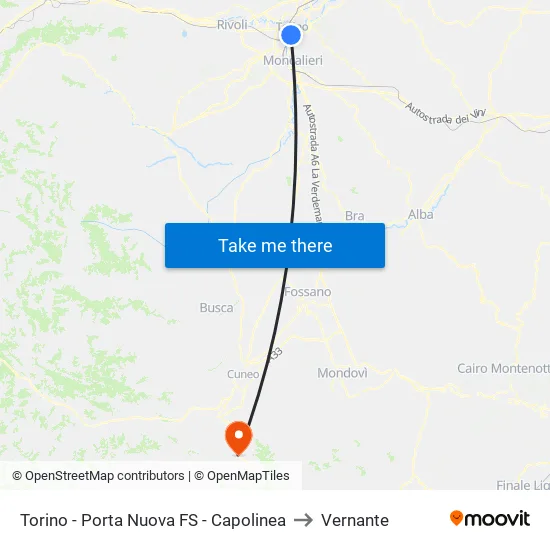 Torino - Porta Nuova FS - Capolinea to Vernante map