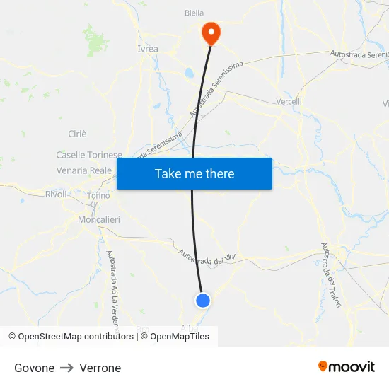 Govone to Verrone map