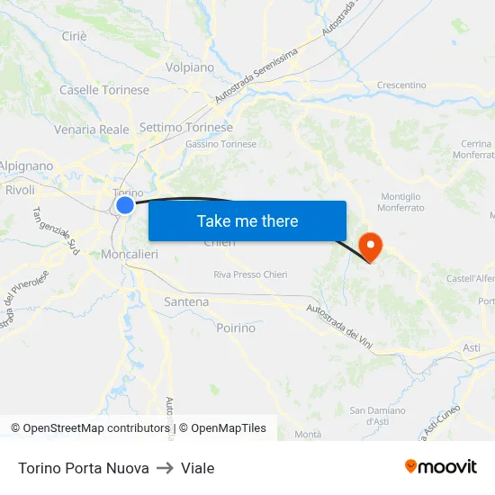 Turin Porta Nuova to Avenue map